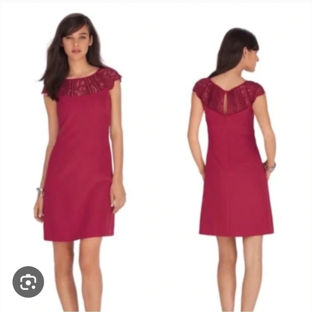 White House Black Market Burgundy Red Wine Lace Mini Dress